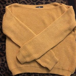 Off the shoulder yellow sweater